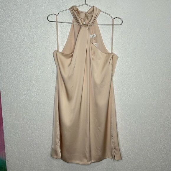 NWT JONATHAN SIMKHAI STANDARD
Mitra Washed Charmeuse Halter Dress Large Sand - Picture 2 of 13